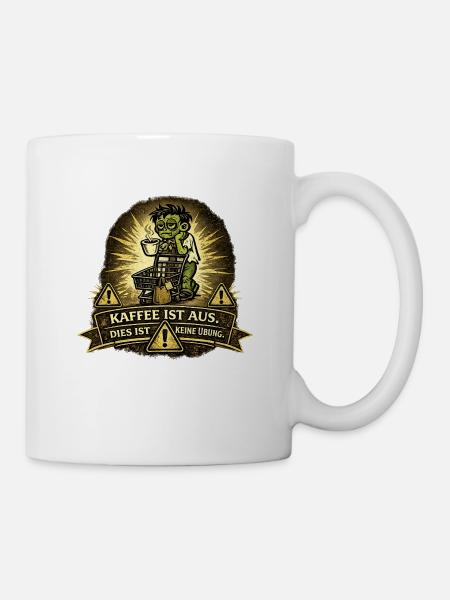 Kaffee Alarm Zombie Warnung - Tasse - Weiß