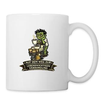 Zombie mit Kaffee auf dem Einkaufsweg - Tasse - Weiß - Rechts