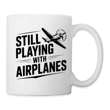 Toujours en train de jouer avec des avions - Mug blanc - blanc - Droite