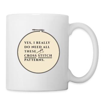 Kreuzstichmuster-Obsession - Tasse - Weiß - Rechts