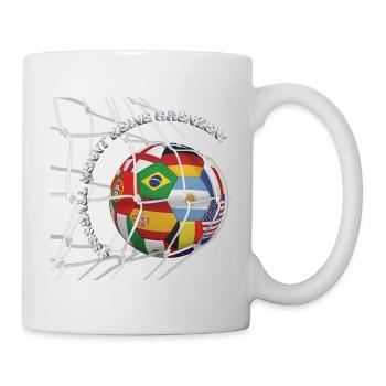 Le football ne connaît pas de limites – Le ballon du monde dans le but - Mug blanc - blanc - Droite