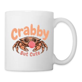 Crabby But Cute Funny Crab Retro Pun - Mug - white - Right