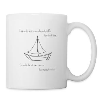 Gott sucht Schiffe (christlich- humorvolles Shirt) - Tasse - Weiß - Rechts