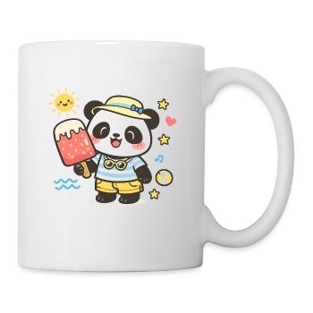 Kawaii Panda Eis am Strand Illustration - Mug - white - Right