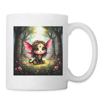 Butterfly winged chibi fairy in forest - Mug - white - Right