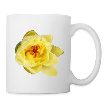 Yellow_Water_Lily_Flower_Close_Up - Tasse - Weiß - Rechts