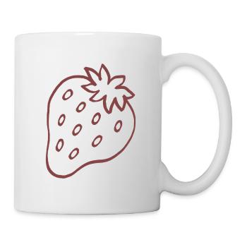 Strawberry Minimal Line Art - Tasse - Weiß - Rechts