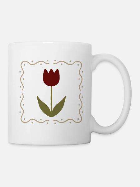 Tulpe in gerahmter Silhouette - Tasse - Weiß