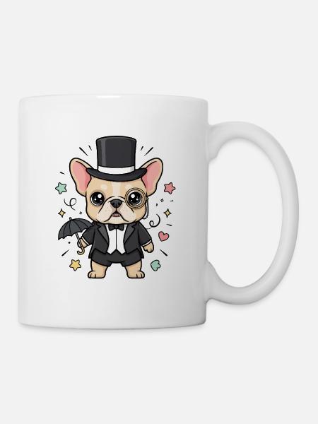 Mops Zylinder Monokel Gentleman Vierbeiner - Tasse - Weiß