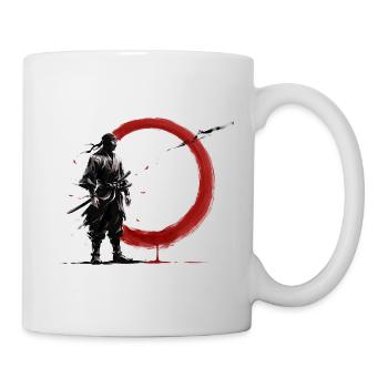 Ninja Samurai Krieger Roter Kreis Monochrom Japan  - Tasse - Weiß - Rechts