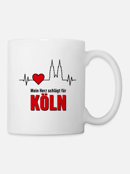 Mein Herz schlägt für Köln - Tasse - Weiß