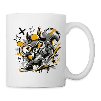 Verrücktes Eichhörnchen Graffiti Streetart Design - Tasse - Weiß - Rechts