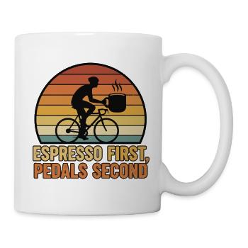 Espresso First Pedals Second Retro Cycling - Mug - white - Right