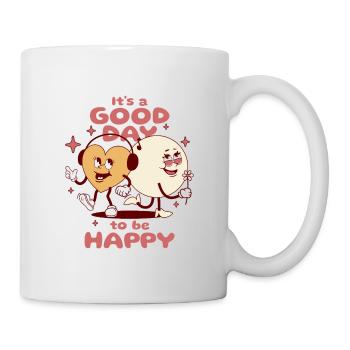 Bonne journée pour être heureux - Mug blanc - blanc - Droite