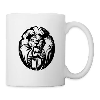 Lion Prédateur – Graphique vectoriel monochrome - Mug blanc - blanc - Droite