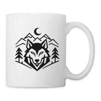 Geometric Wolfpack Emblem: Minimalist Wolf Shirt - Tasse - Weiß - Rechts