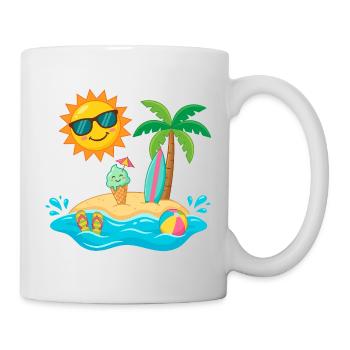 Sonne Insel Strand Urlaub Spaß genießen am Meer - Tasse - Weiß - Rechts