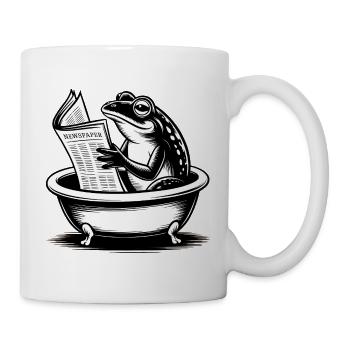 Frosch im Bad liest Zeitung - Tasse - Weiß - Rechts