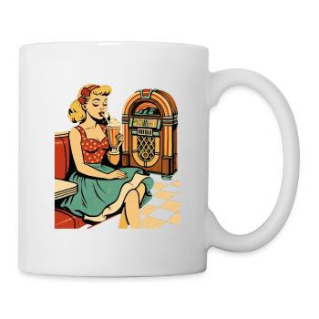 Retro 50s Diner Pin-Up Girl Milkshake Poster - Mug - white - Right