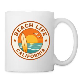 Beach Life California Surf Badge - Tasse - Weiß - Rechts