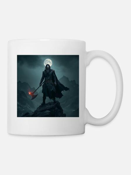 Warrior of the Mountains – Pagan Axe and Moon - Mug - white