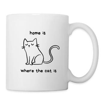 home is where the cat is - Cat Motif Saying - Mug - white - Right