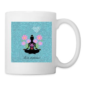 Méditation florale et cœur scintillant - Mug blanc - blanc - Droite