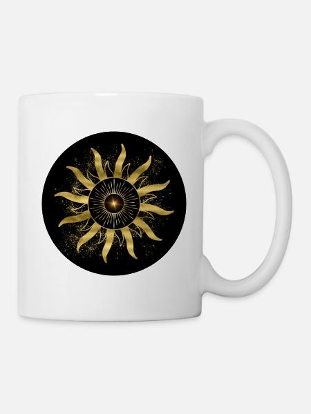 Goldene Sonne, Schwarze Finsternis - Tasse - Weiß