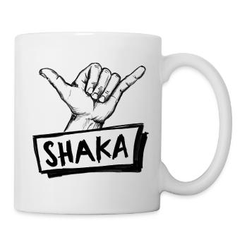 Shaka Surf Greeting Hand Sign on White – Illustration - Mug - white - Right