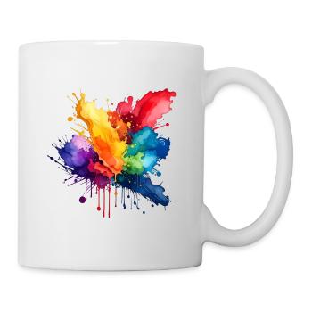 Farbspritzer Explosion - Tasse - Weiß - Rechts
