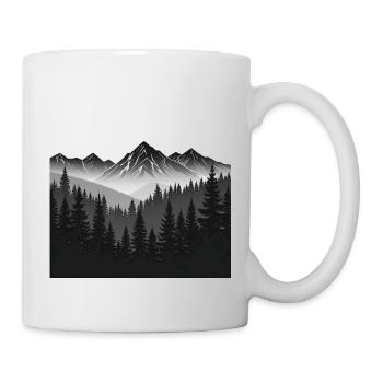 Nebelwald Bergsilhouette - Tasse - Weiß - Rechts
