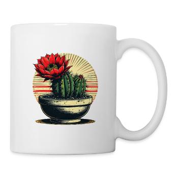 Kaktusblüte im Retro-Pot - Tasse - Weiß - Rechts