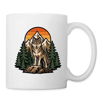 Majestätischer Wolf unter Sonnenuntergang - Tasse - Weiß - Rechts
