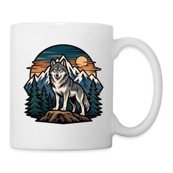 Majestätischer Wolf auf Berggrund. - Tasse - Weiß - Rechts