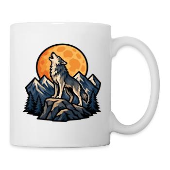 Wolf heult unter dem Mond in den Bergen - Tasse - Weiß - Rechts