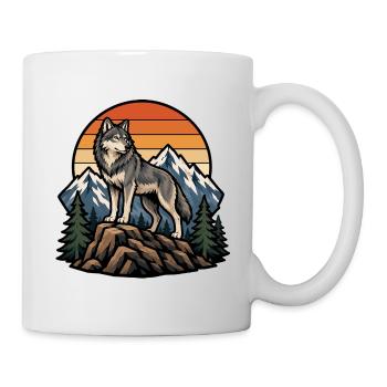 Majestic Wolf on Mountain Peak - Mug - white - Right