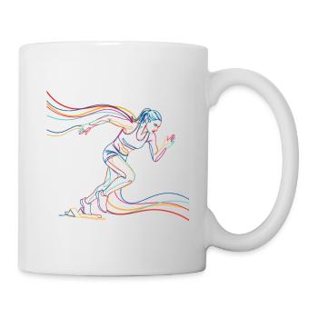 Female Runner Running Jogging Sport Silhouette Splash - Mug - white - Right