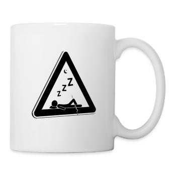 Langschläfer Verkehrsschild Warnung Achtung Müde - Tasse - Weiß - Rechts