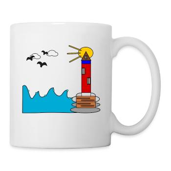 Lighthouse by the sea in the circle of the sun - Mug - white - Right