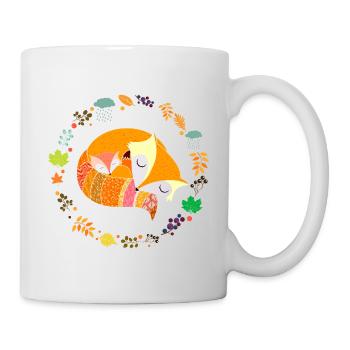 Couronne d’automne des renards endormis mignons - Mug blanc - blanc - Droite