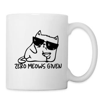 Zero Meows Given Funny Cat Shirt | Sarcastic Cat L - Mug - white - Right