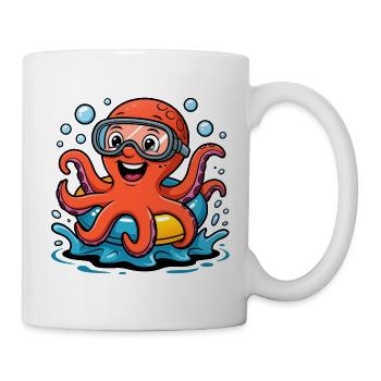 Funny octopus with diving goggles - Mug - white - Right