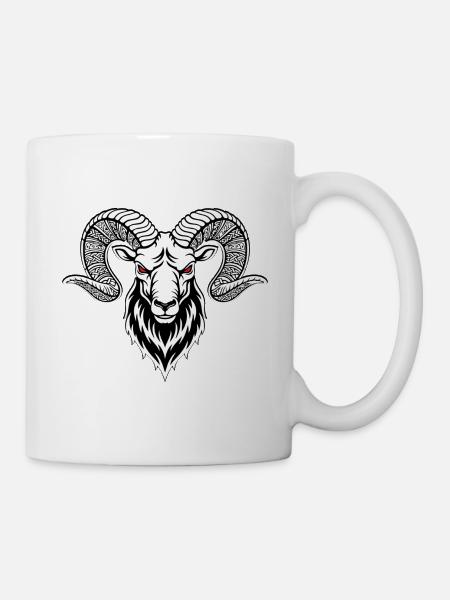 Widder-Wikinger-Maskottchen Logo Sport Bodybuilding - Tasse - Weiß