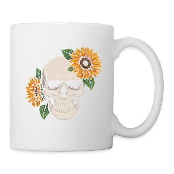 Crâne Tournesol Crâne Fleurs Crâne Goth Squelette - Mug blanc - blanc - Droite