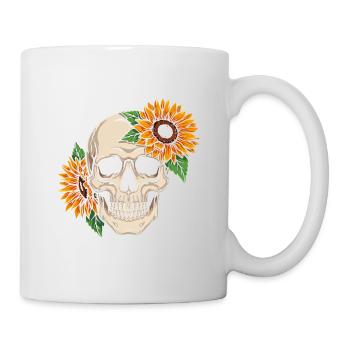 Crâne Squelette de fleurs de crâne de tournesol - Mug blanc - blanc - Droite