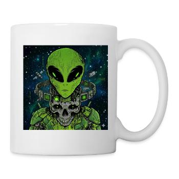 Cyber Alien Skull – Futuristic Sci-Fi Alien - Mug - white - Right