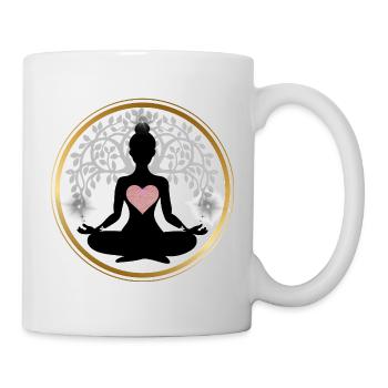 Silhouette Yoga Cœur Mandala - Mug blanc - blanc - Droite