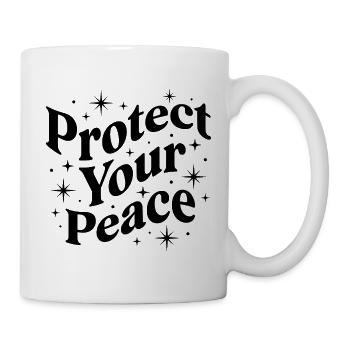 Protect Your Peace Retro Groovy Typografie - Tasse - Weiß - Rechts