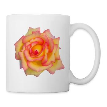 Art de la fleur de rose jaune rose rose enflammée - Mug blanc - blanc - Droite