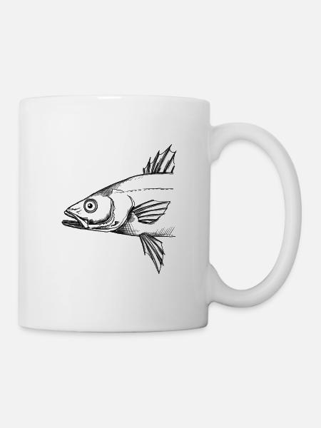 Fischkopf – Illustration - Tasse - Weiß